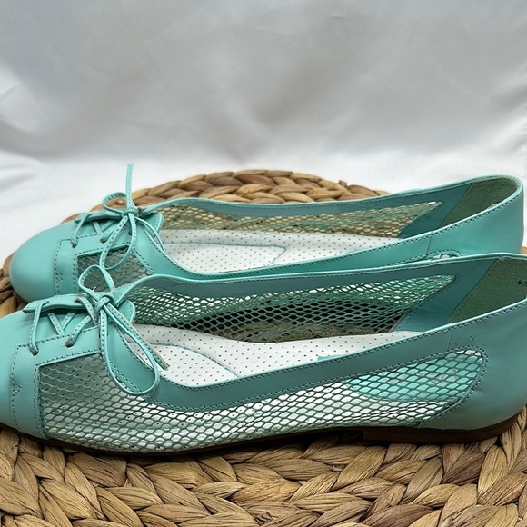 PAZZO Ashley Aqua Green Mesh Lace-Up Women's Ballet Flats NWOT - Picture 6 of 9